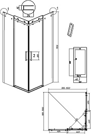 Grossman  Душевой уголок Classic 100x100x195 квадратный профиль хром стекло прозрачное – фотография-11